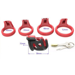 Generique Cage de chasteté Cock Cuff 7.5 x 3 cm Rouge-Noir